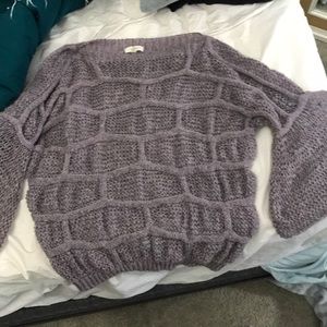 purple patterned sweater!